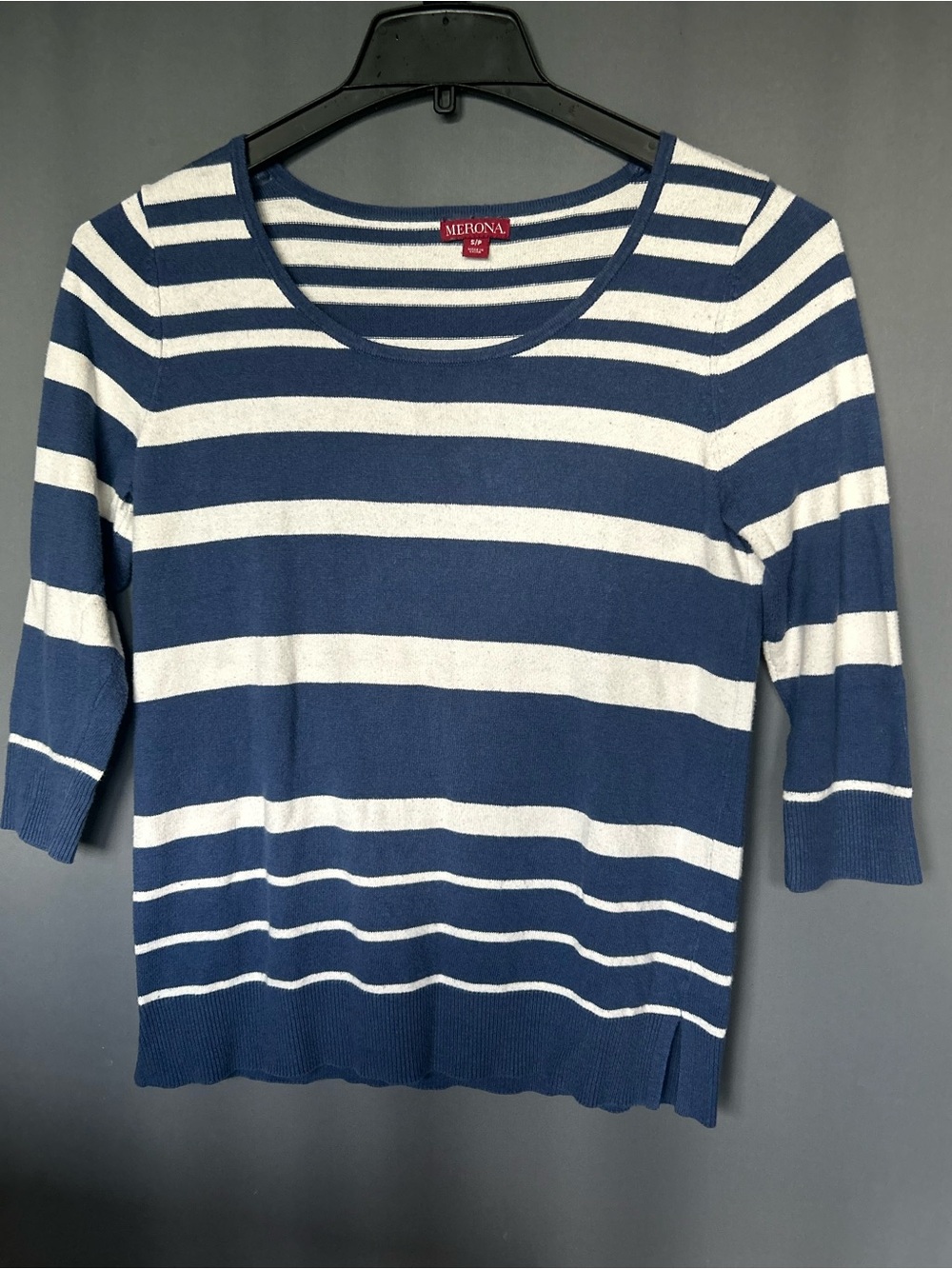 Merona Navy & White Striped Scoop-Neck Knit Top